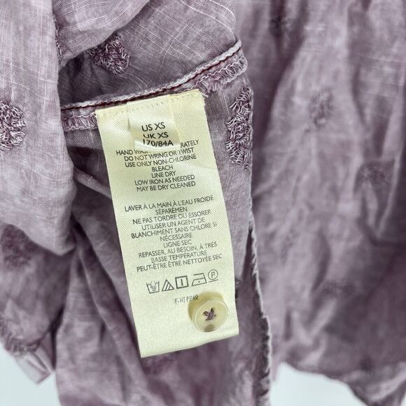 Pilcro Anthropologie Shirt Size XS Whitney Lavender Button Down Embroidered Top - Picture 7 of 8